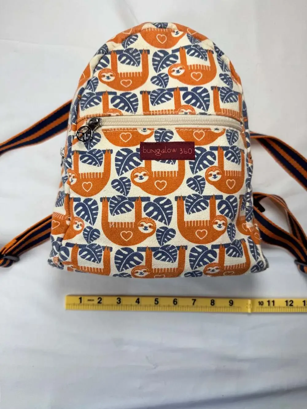Kidcore Whimsical Bungalow 360 Sloth Mini Backpack Canvas Cream Daypack